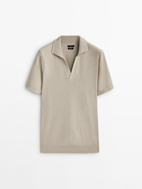 XL teksturali qisqa yengli Polo kozok