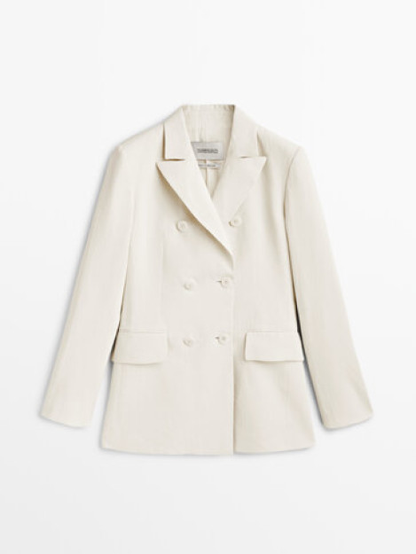 Ikki ko'krakli zig'ir kostyum Blazer-cheklangan nashr 34