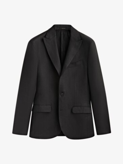 Qora zig'ir Blazer kostyumi 48