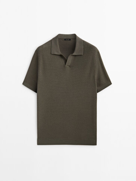 XL teksturali qisqa yengli Polo kozok