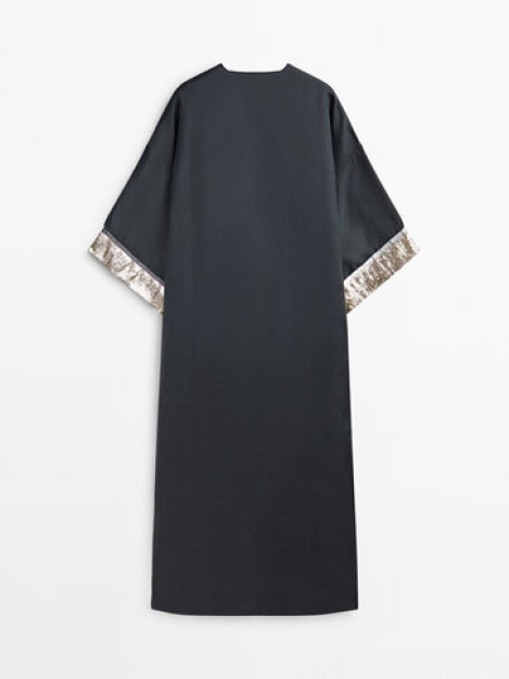 M - L y altiroq yengli zig'ir aralash kaftan