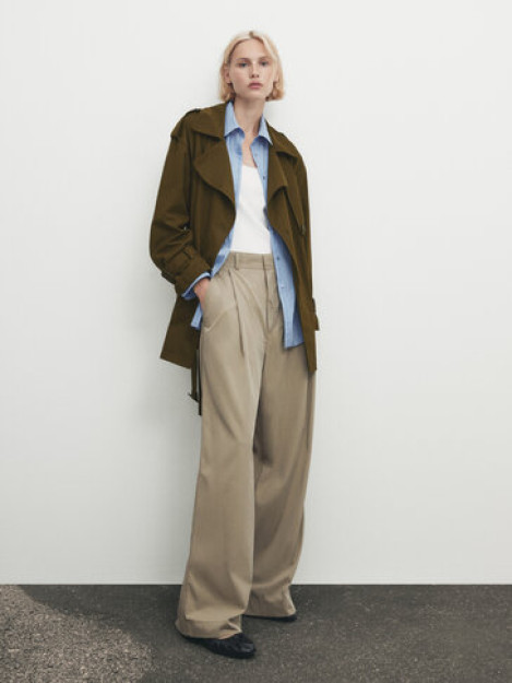Qisqa kamarli m Trench palto