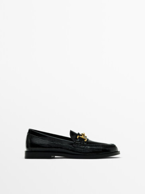 40 zanjirli ajinli qoplamali patentli charm loaferlar