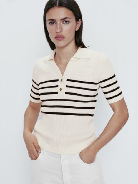 XS yoqali chiziqli Polo kozok