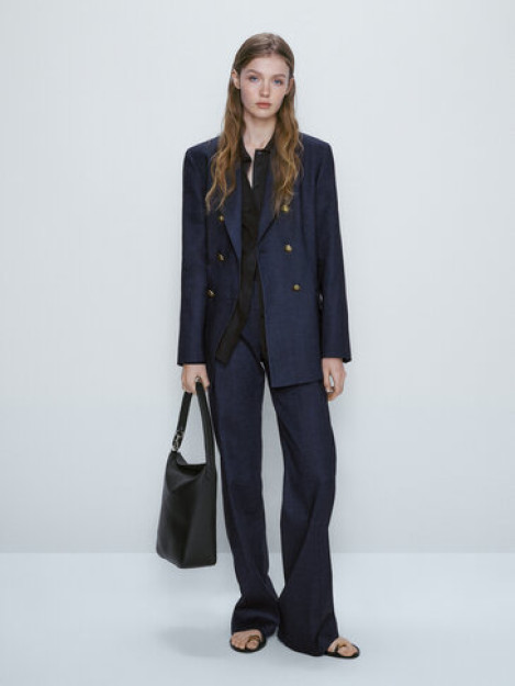 Ikki ko'krakli jinsi Blazer kostyumi 42