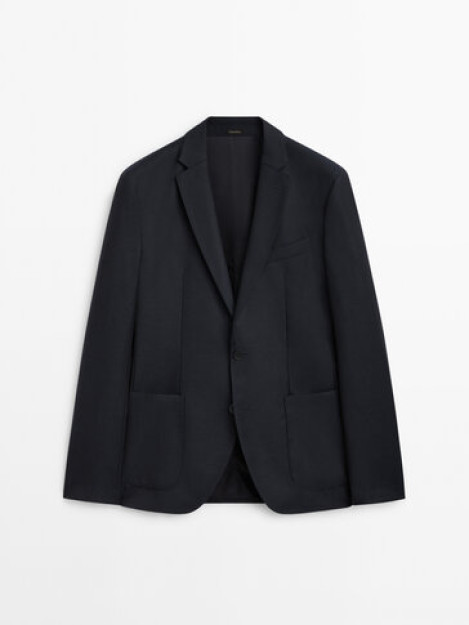 To'q ko'k teksturali jun Blazer 56