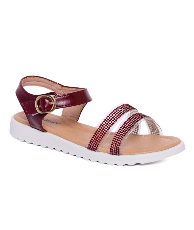 Sandallar Bordo Ekologik Teri E725-06 Persey E725-06 Bordo 33 persey