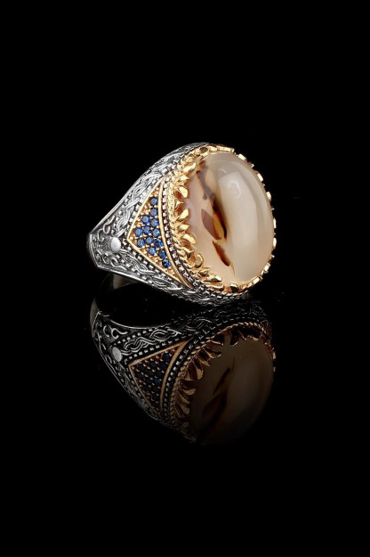 Erkaklar Uchun Uzuk Zirkon Oq Tosh Kumush 925 Proba MR1023 Larin Silver MR1023|1