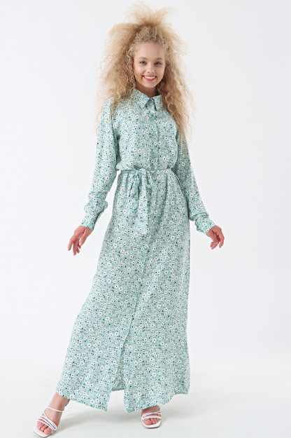 Yoqali Guldastali Libos 6225 Myidol 6225|Зеленый_S_(36) S (36)