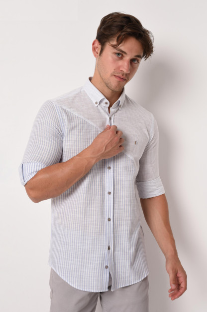 Мужская Рубашка В Полоску 12977 Brango 12977|Синий_M_(38) XXL (44)