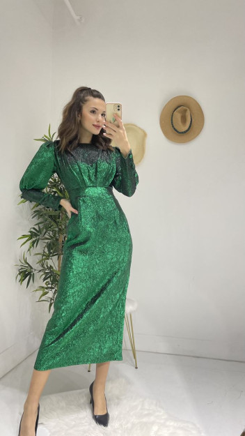 Dizaynli Oqshom-Bazm Libos Ayollar Uchun 6694 Myidol 6629|Зелёный_S_(36) S (36)
