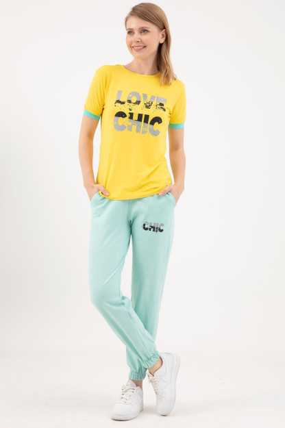 Комплект Спортивного Костюма С Принтом Love Zen 9208-1201|Желтый_S_(36) XXL (44)