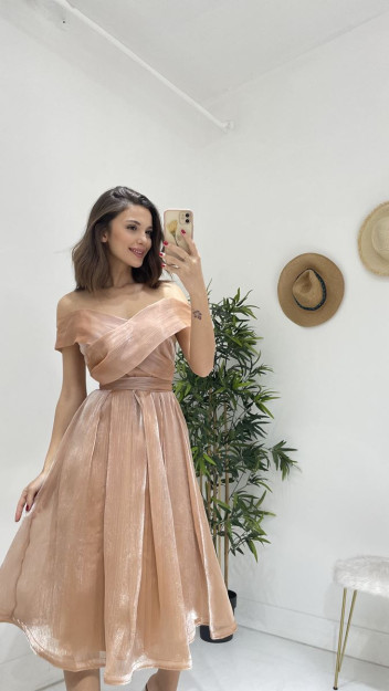 Tyulli Oqshom-Bazm Libos Ayollar Uchun 6632 Myidol 6631|Пудровый_S_(36) M (38)