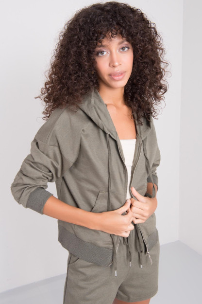 Хаки Свитер на Молнии с Капюшоном BSL Fashion 15506|Хаки_XS_(34) S (36)