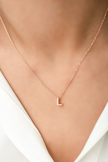 Серебряное Ожерелье 925 с Буквой L в Обьёме 3D PP001L Larin Silver PP001L|Золотистый10