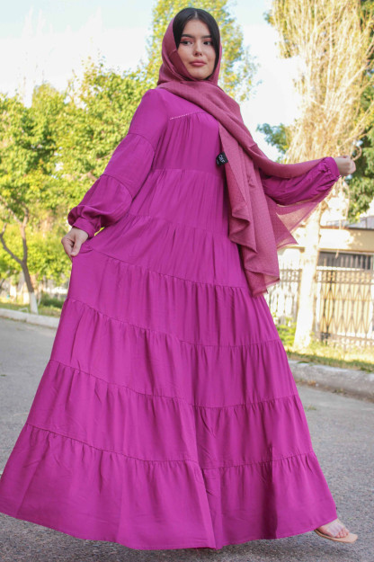 Женское Длинное Платье С Рукавами Фонарики 10025 Simma Style 10025|Розовый_L_(40) L (40)