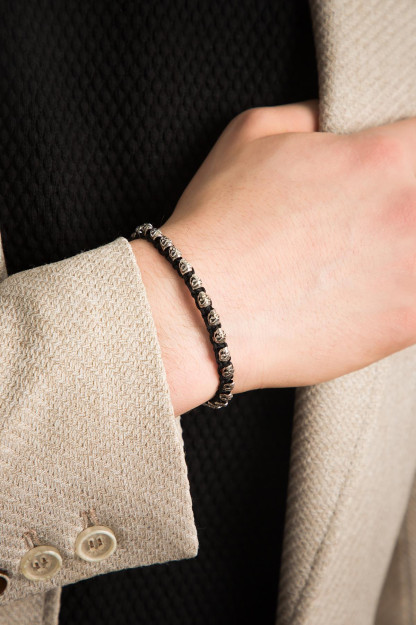 Серебряный Браслет Модель Череп 925 Пробы BL1030E Larin Silver BL1030E|Нить