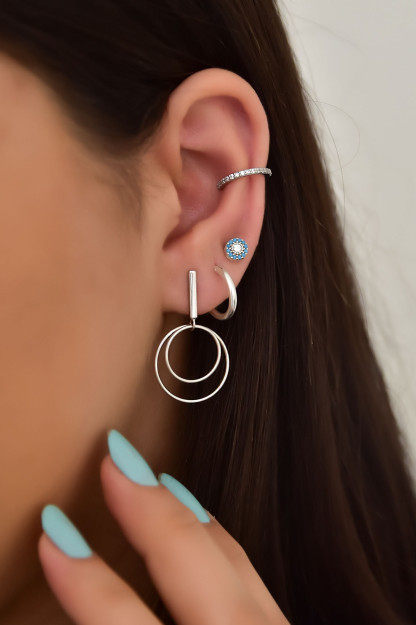 Kumush Rhodium Bilan Qoplangan Zirkon ToshliToʻrtta Aralash Sirgʻalar UVPTS300422 Larin Silver UVPTS300422|Серебрянный