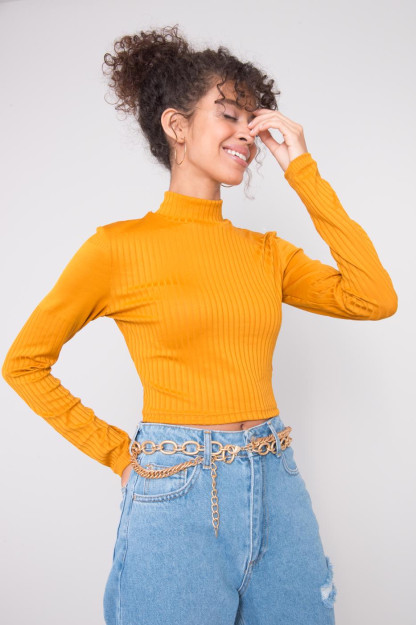 Tik Yoqali Unuz Yengli Xantalrang Kofta BSL Fashion 15413|Горчица_XS_(34) S (36)