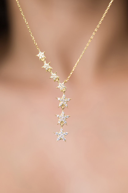 Ожерелье из Серебра 925 Пробы с Дизайном Звёздный Путь PP2221 Larin Silver P496|Золотистый1