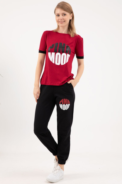 Комплект Спортивного Костюма С Принтом Zen 9064-1070|Бордовый_S_(36) XL (42)