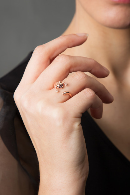 Серебряное Кольцо для Женщин 925, Модель Кошка PP2912 Larin Silver PP2912K|Золотистый_Регулируемые