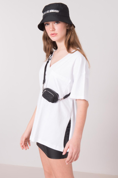 Oq V Bo'yinli Futbolka BSL Fashion 15545b|Белый_S_(36) L (40)