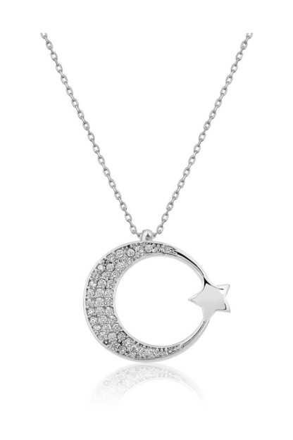 Серебряное Ожерелье 925 МодельЛуна со Звездочкой p478 Larin Silver p478|Серебристый