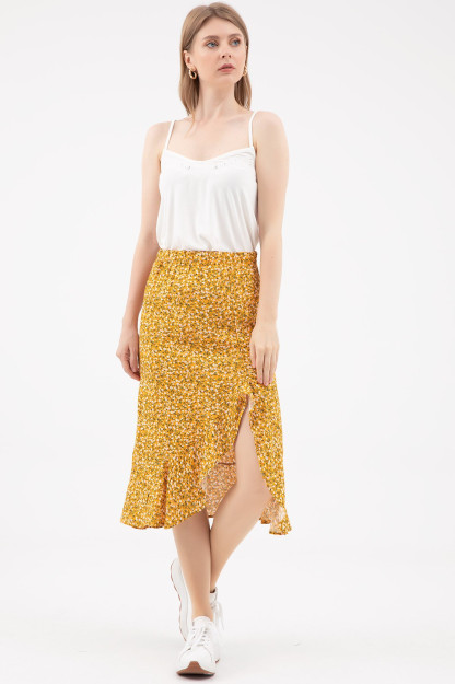 Naqshli Yubka Ruffles 6019 Zen 6019|Горчичный_S_(36) S (36)