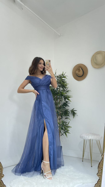 Tulli Oqshom-Bazm Libos Ayollar Uchun 6618 Myidol 6621|Синий_S_(36)