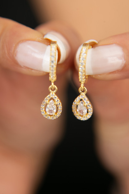 Серебряные Серьги Модель Капля 925 Пробы FA182248 Larin Silver FA182248|Золотистый