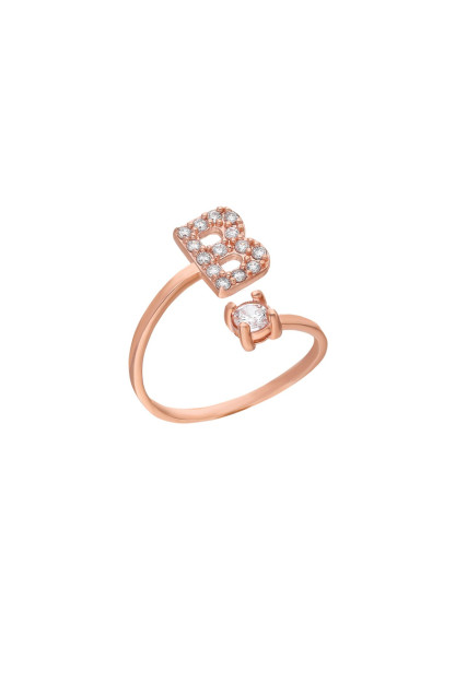 Ayollar Uchun Kumush B Harfli Uzuk 925 Proba Larin Silver M001|1B_Регулируемые