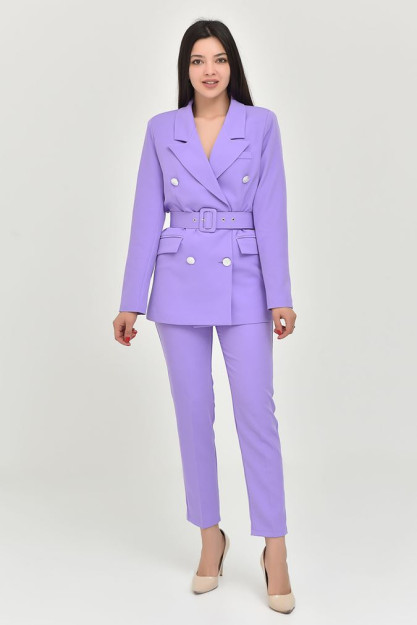 Binafsha Blazer Shim Kostyum Komplekt Ayollar Uchun 4566 Myidol 4566|Сирень_S_(36) S (36)