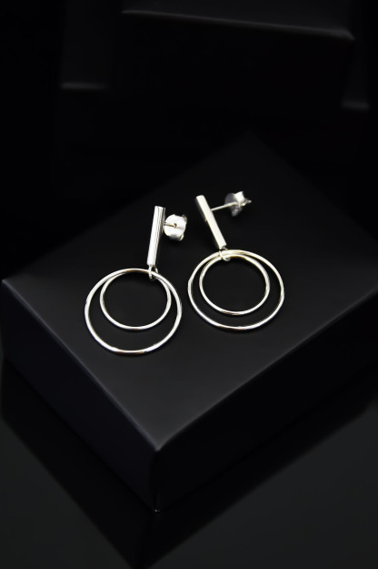 Серьги-Кольца из Стерлингового Серебра 925 Пробы с Родием UVPTS300053 Larin Silver UVPTS300053|Серебрянный