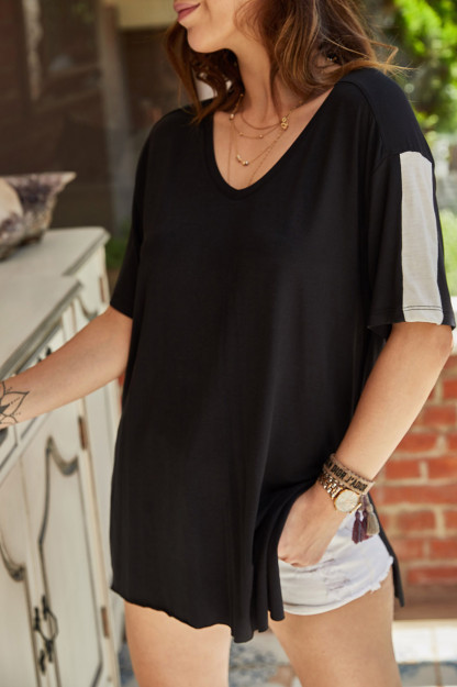 Футболка С Разрезом 9YXK2-41434-02 - Черный Hanx 9YXK2-41434-02|Черный_S_(36) L (40)