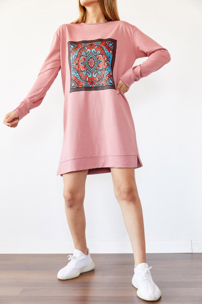 Pudra Rang Ko'ylak Naqshli 0YXK8-43978-50 Hanx 0YXK8-43978-50|Пудровый_S_(36) M (38)