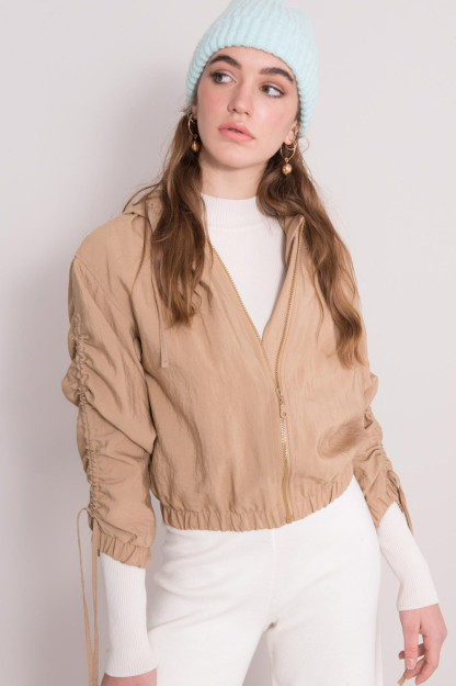Бежевое Ветровка На Молнии С Капюшоном BSL Fashion 15454|Бежевый_S_(36) XS (34)