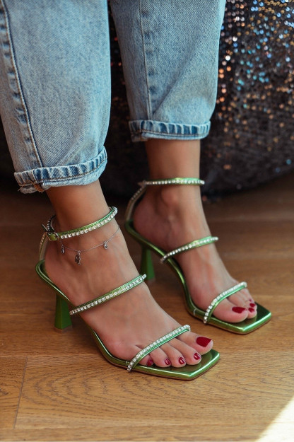 Ayollar Poshnali Bosonoshkasi Toshli Va Bog'ichli Harris AL913 Nisantasi Shoes Turkiya AL913|Зелёный_36 36