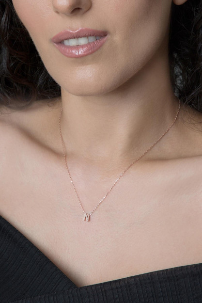 Серебряное Ожерелье 925 с Буквой N в Обьёме 3D PP001L Larin Silver PP001L|Золотистый12