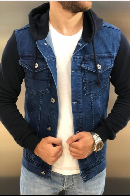 Мужская Джинсовая Куртка-Толстовка С Капюшоном 5018-6 Rad Jeans 5018-6|Темно-Синий_S_(36) S (36)
