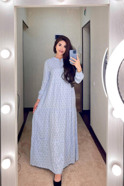 Ayollar Maxi Libosi Stendli Yoqa Bilan 9136 Dark Star 9136|Голубой_L_(40) M (38)