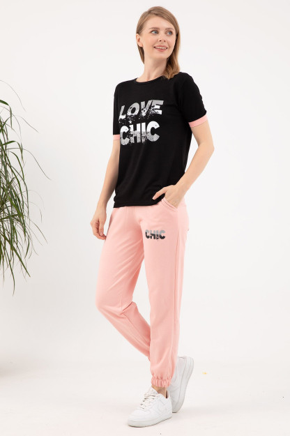 Комплект Спортивного Костюма С Принтом Love Zen 9208-1206|Черный_S_(36) XXL (44)