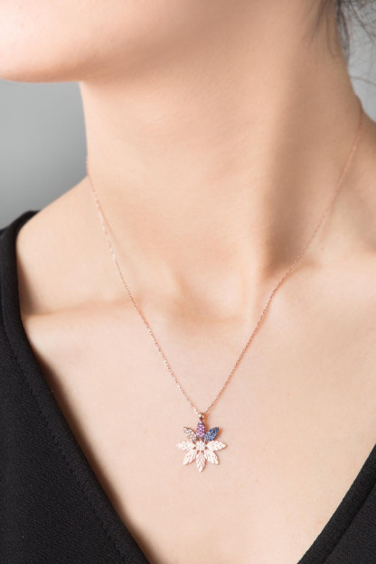 Серебряное Ожерелье Модель Цветок PP2796 Larin Silver PP2796|Золотистый
