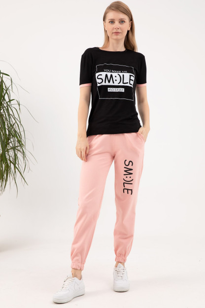 Комплект Спортивного Костюма С Принтом Smile Zen 9317-1206|Черный_S_(36) XL (42)