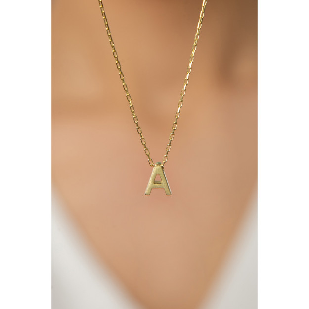 Серебряное Ожерелье 925 с Буквой A в Обьёме 3D PP001L Larin Silver PP001L|Золотистый