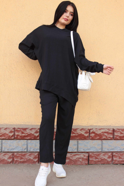 Ayollar Uchun Sport Kostyum Komplekt 1735 My City 1735|Чёрный_L-XL L-XL