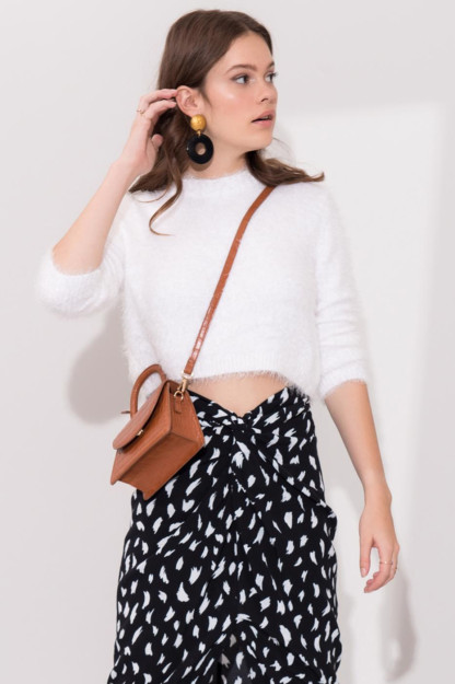Экрю Короткий Свитер с Круглым Воротником BSL Fashion 14207|Экру_XS_(34) S (36)