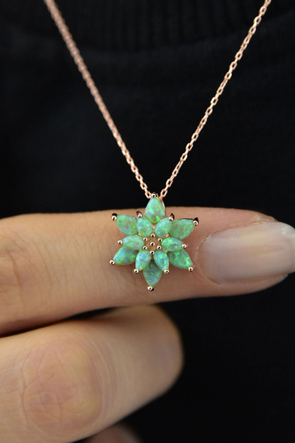 EmalliKumush Yashil Toshli Lotus Gul Modeli Marjonlari LOT11 Larin Silver LOT11|Золотистый5