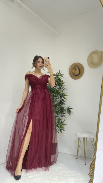 Tulli Oqshom-Bazm Libos Ayollar Uchun 6621 Myidol 6621|Бордовый_S_(36) L (40)