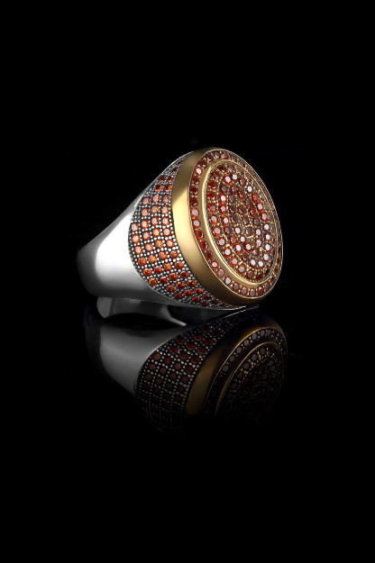 Erkaklar Uchun Uzuk Qizil Zirkon Kumush 925 Proba MR1032 Larin Silver MR1032